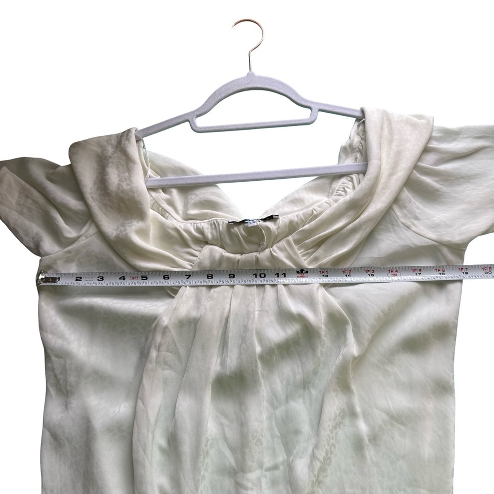 Current Air White Animal Print Blouse Size M Neutral Minimalist Quiet Luxury - Picture 5 of 9